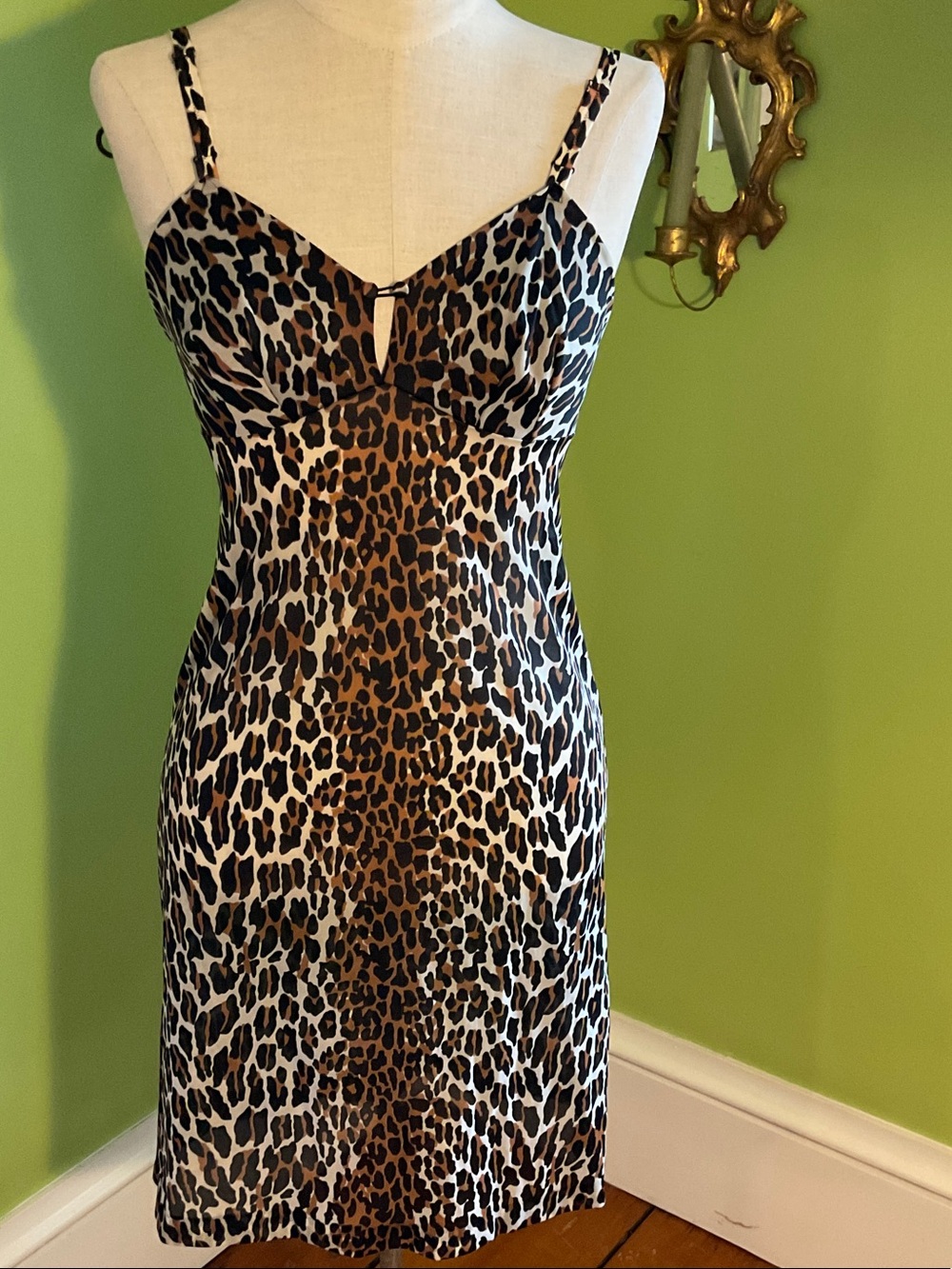 Vintage 60s Vanity Fair leopard print slip dress